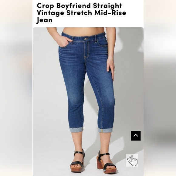 Torrid Crop Boyfriend Straight Vintage Stretch Mid-Rise Jean plus size 26 - Picture 2 of 7